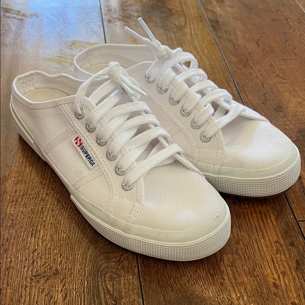 Superga White Canvas Slip-On Sneakers